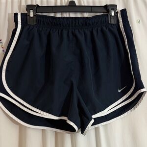 Nike Women's Navy Athletic Shorts with White Trim sz Large